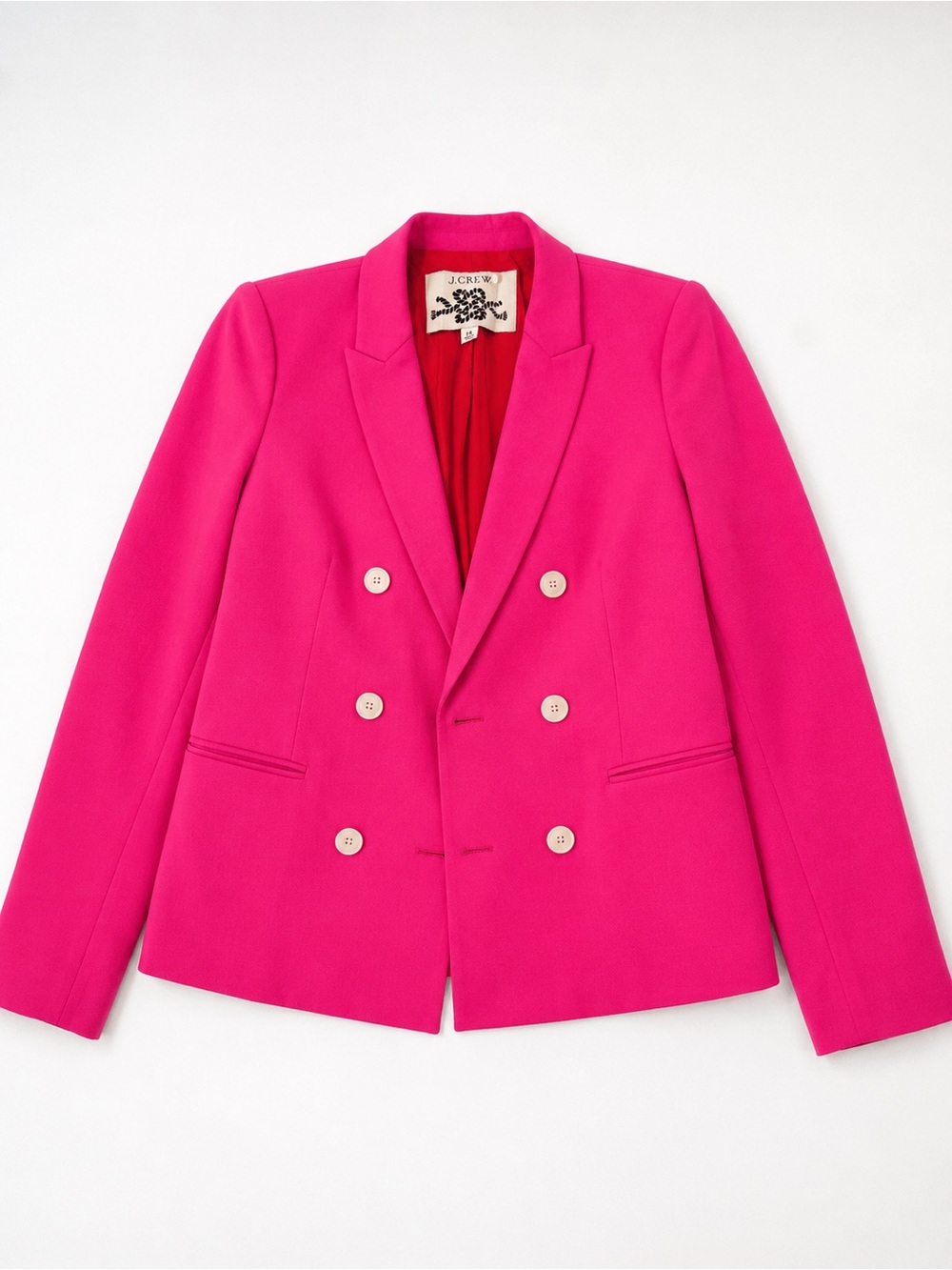 J. Crew Fuchsia Double-Breasted Blazer